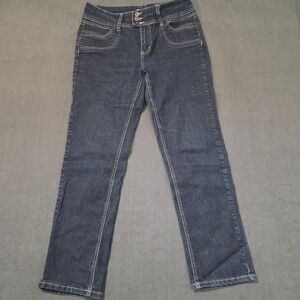 Fashion Bug Straight Leg Jeans Womens 14 Dark High Rise 3 Button Stretch‎